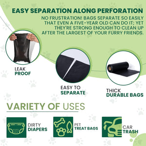  dog waste bags leak proof easy to separate